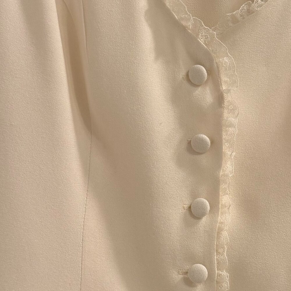 Reformation Skylar Button Front Vest Top - Cream, Size 2 - Picture 7 of 12